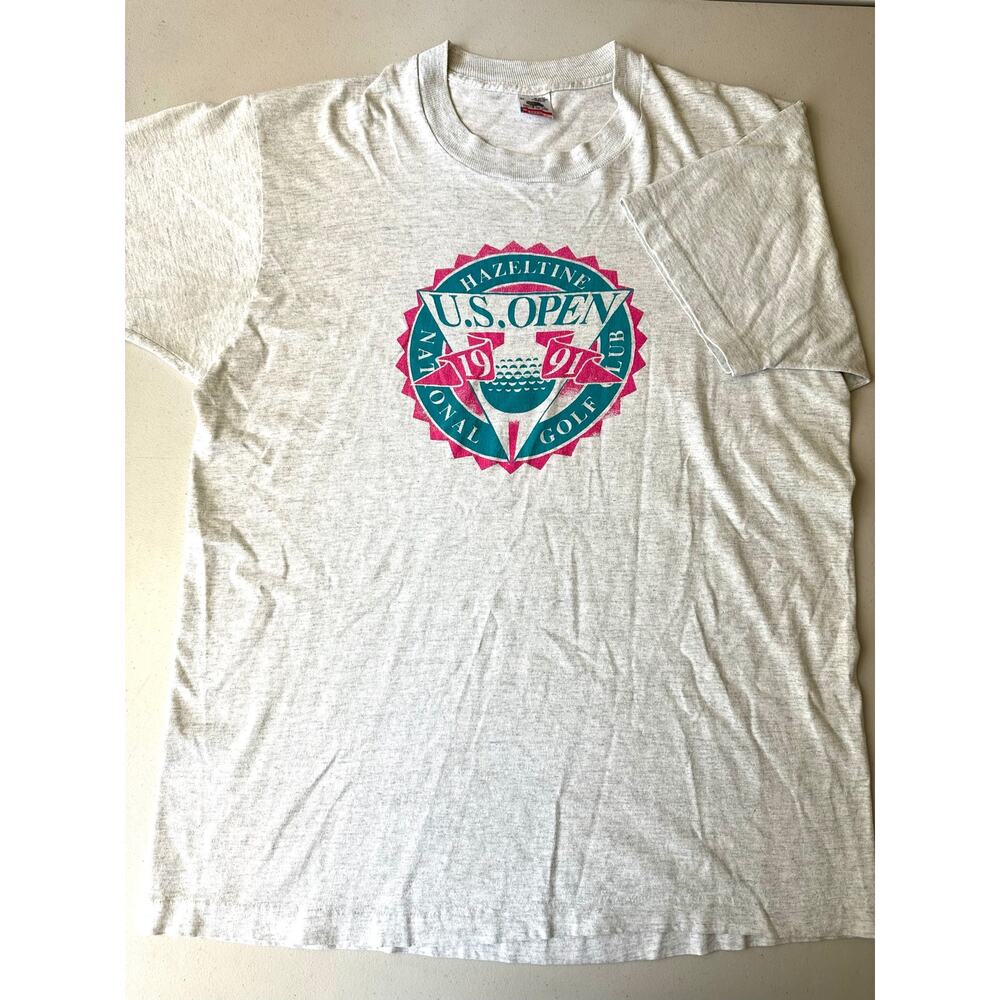 Vintage 1991 US Open Hazeltine Golf Tee XL Grey Fruit of the Loom Made In USA